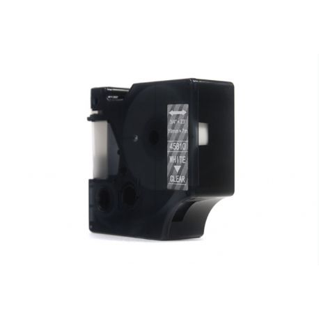 Taśma JetWorld Zamiennik Dymo D1 Biały na Przezroczystym, 19mm x 7m (45810) (S0720900)